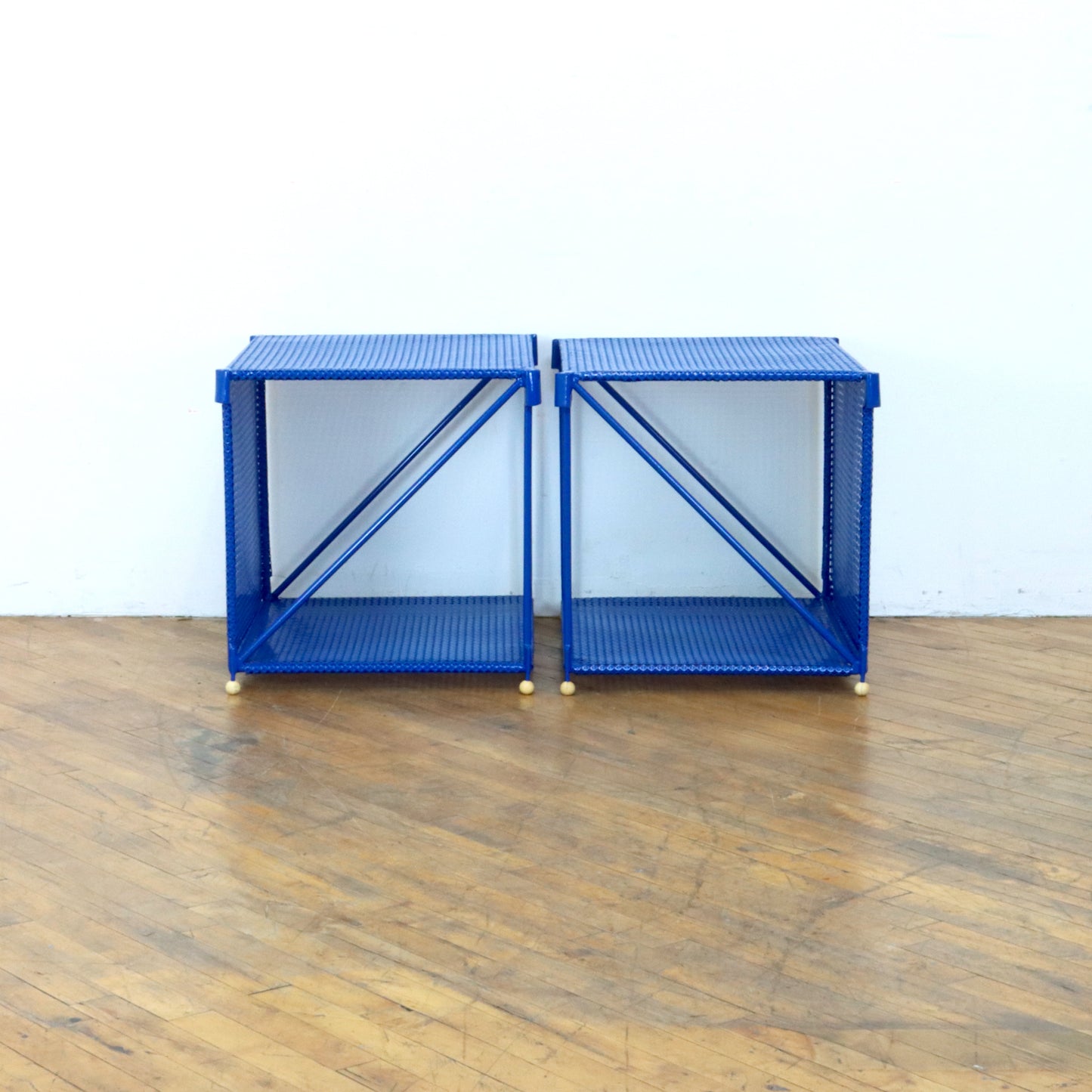 Blue Wire Shelves or Side Tables