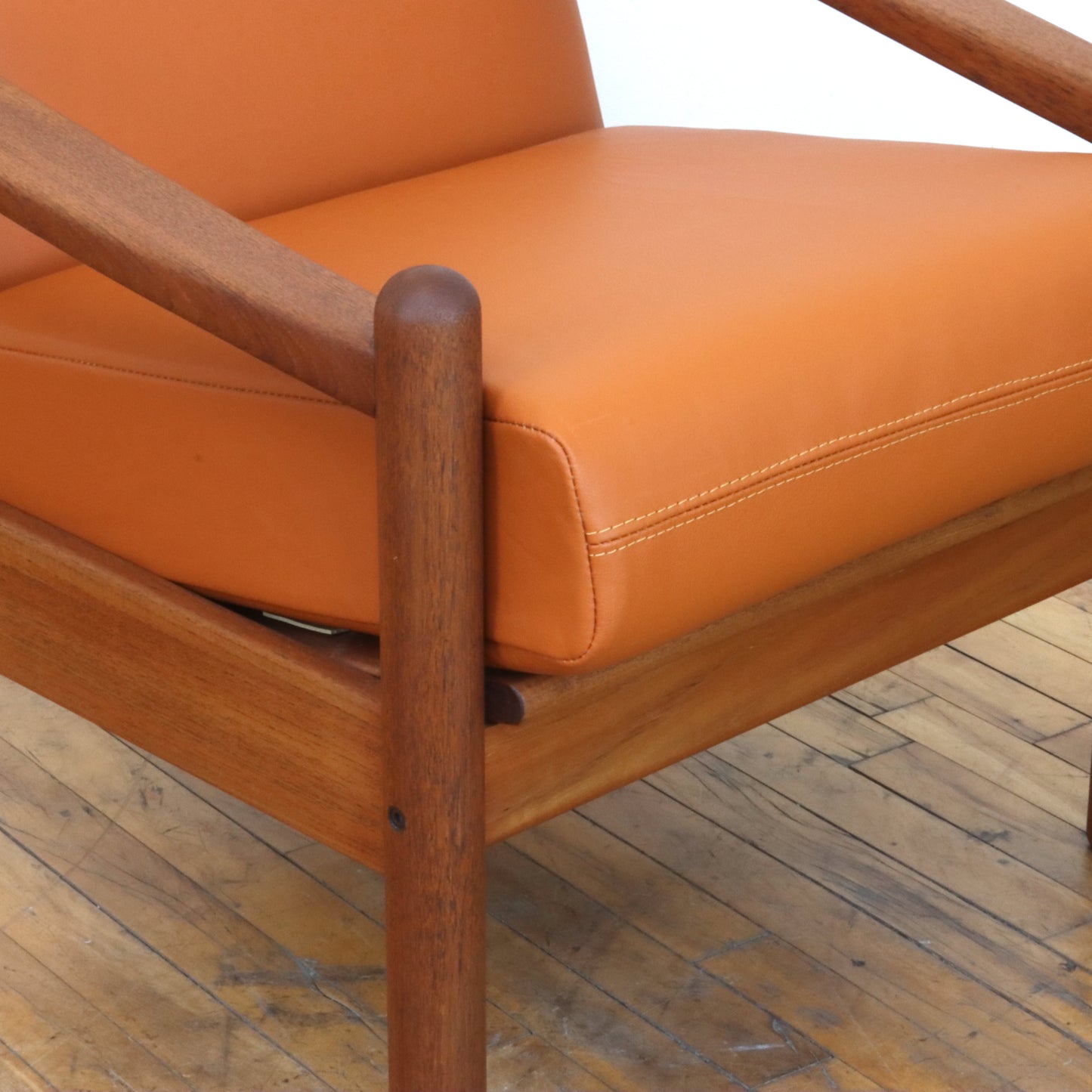 1970s Domino Møbler Teak and Leather Lounge Chair