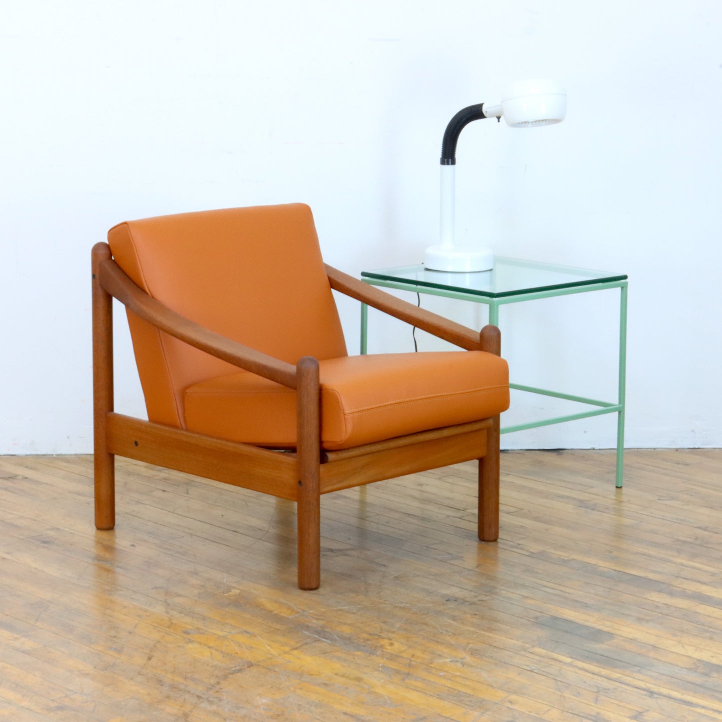 1970s Domino Møbler Teak and Leather Lounge Chair