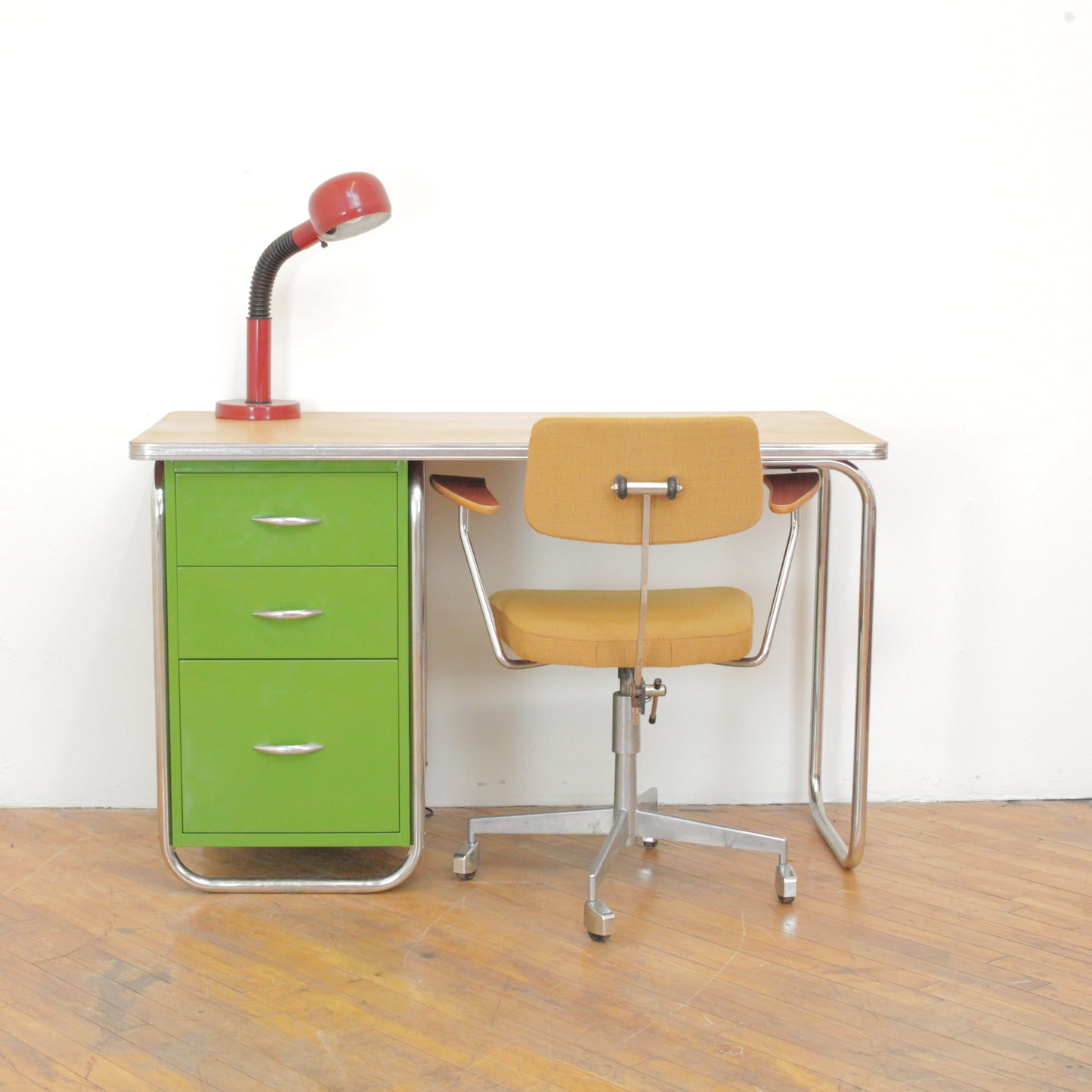 1940s Tubular Steel Machine Age Desk