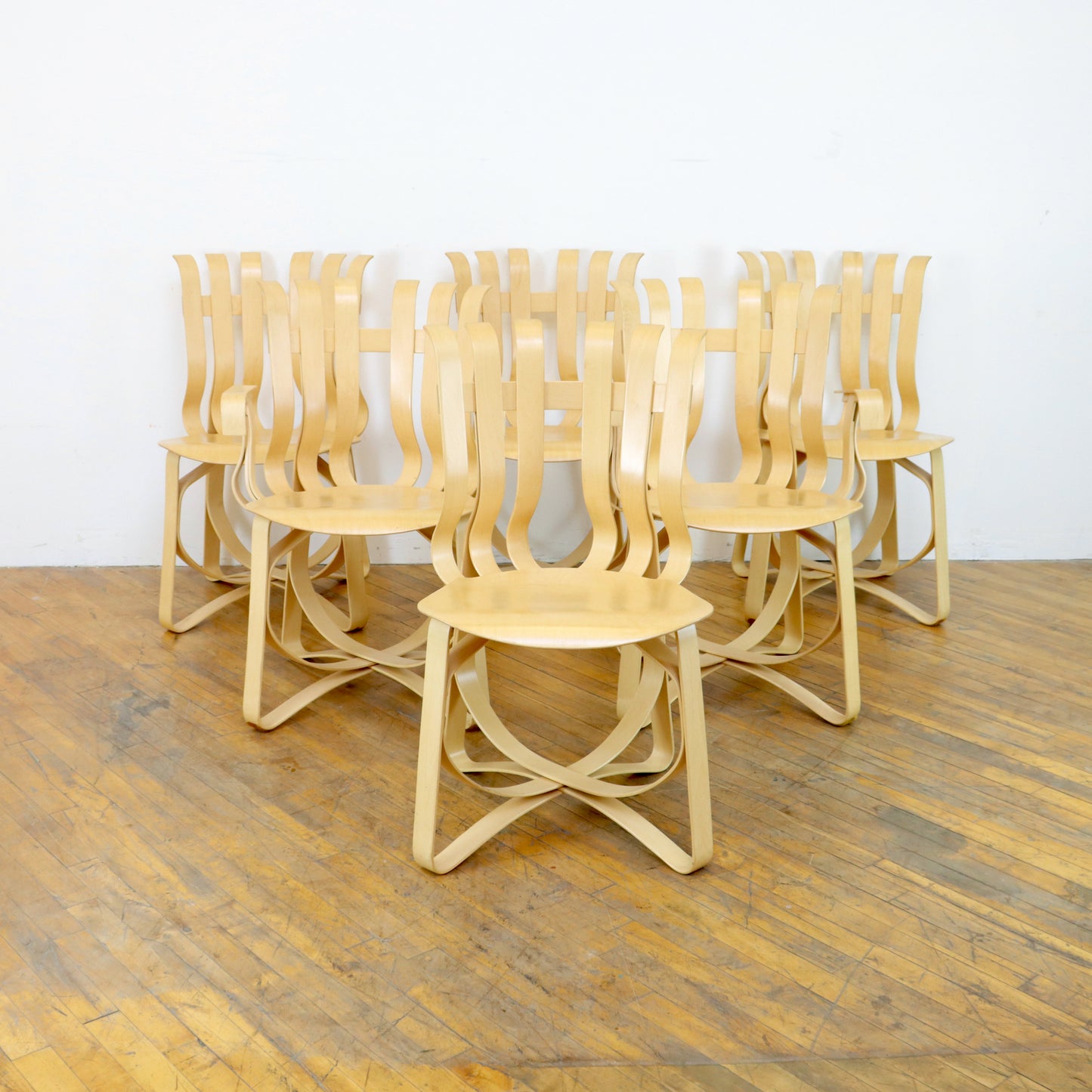 Set of 6 Frank Gehry Hat Trick Chairs