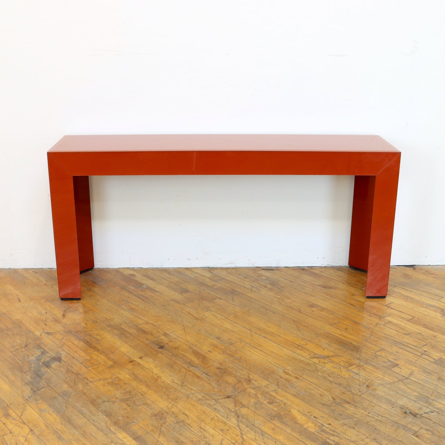 Vintage Orange Glass Console Table