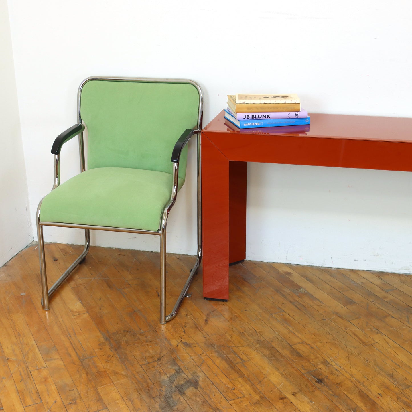 Vintage Orange Glass Console Table