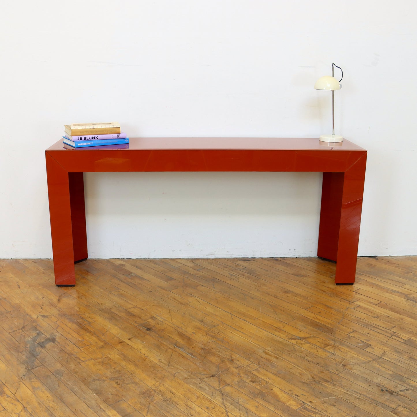 Vintage Orange Glass Console Table