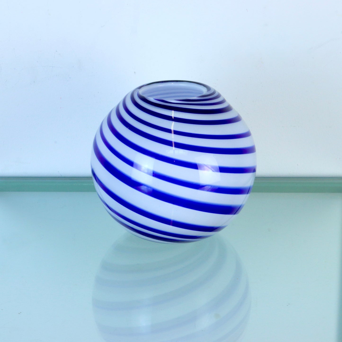 Blue Swirl Spherical Vase