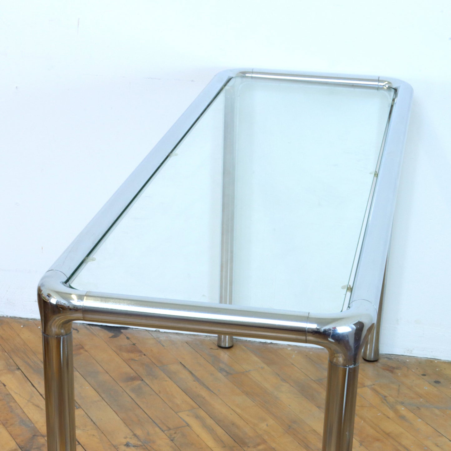1970s Tubular Chrome Console Table