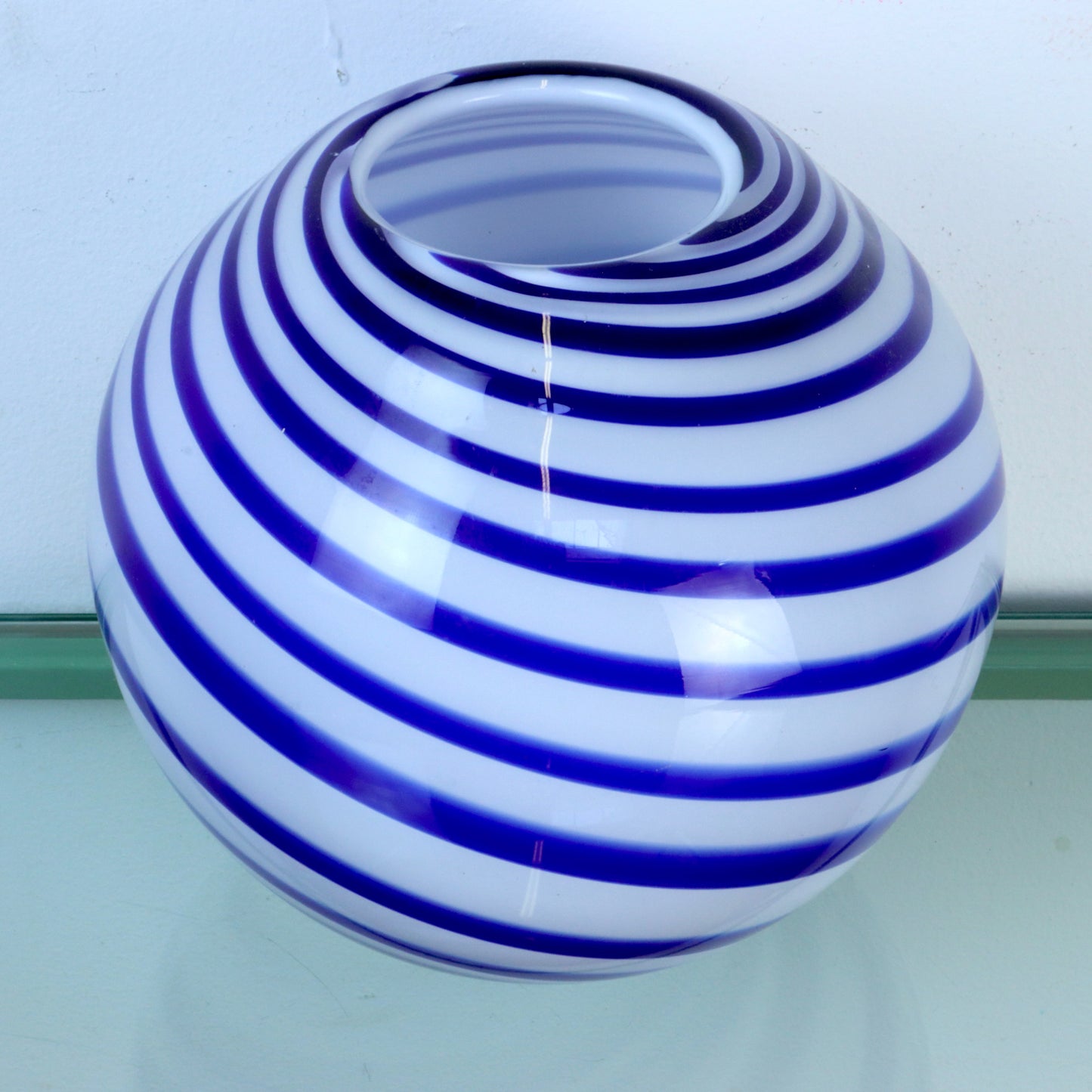 Blue Swirl Spherical Vase