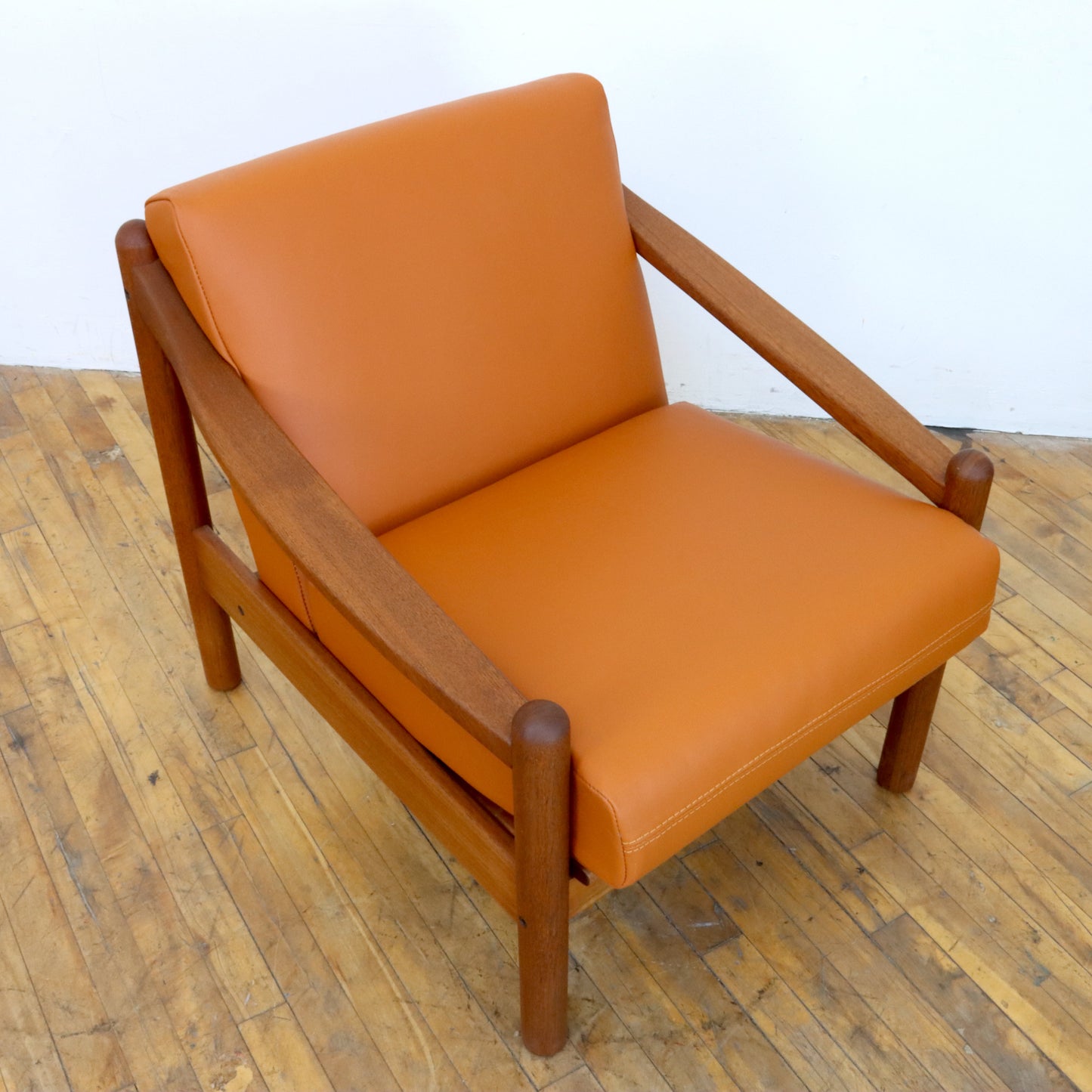 1970s Domino Møbler Teak and Leather Lounge Chair
