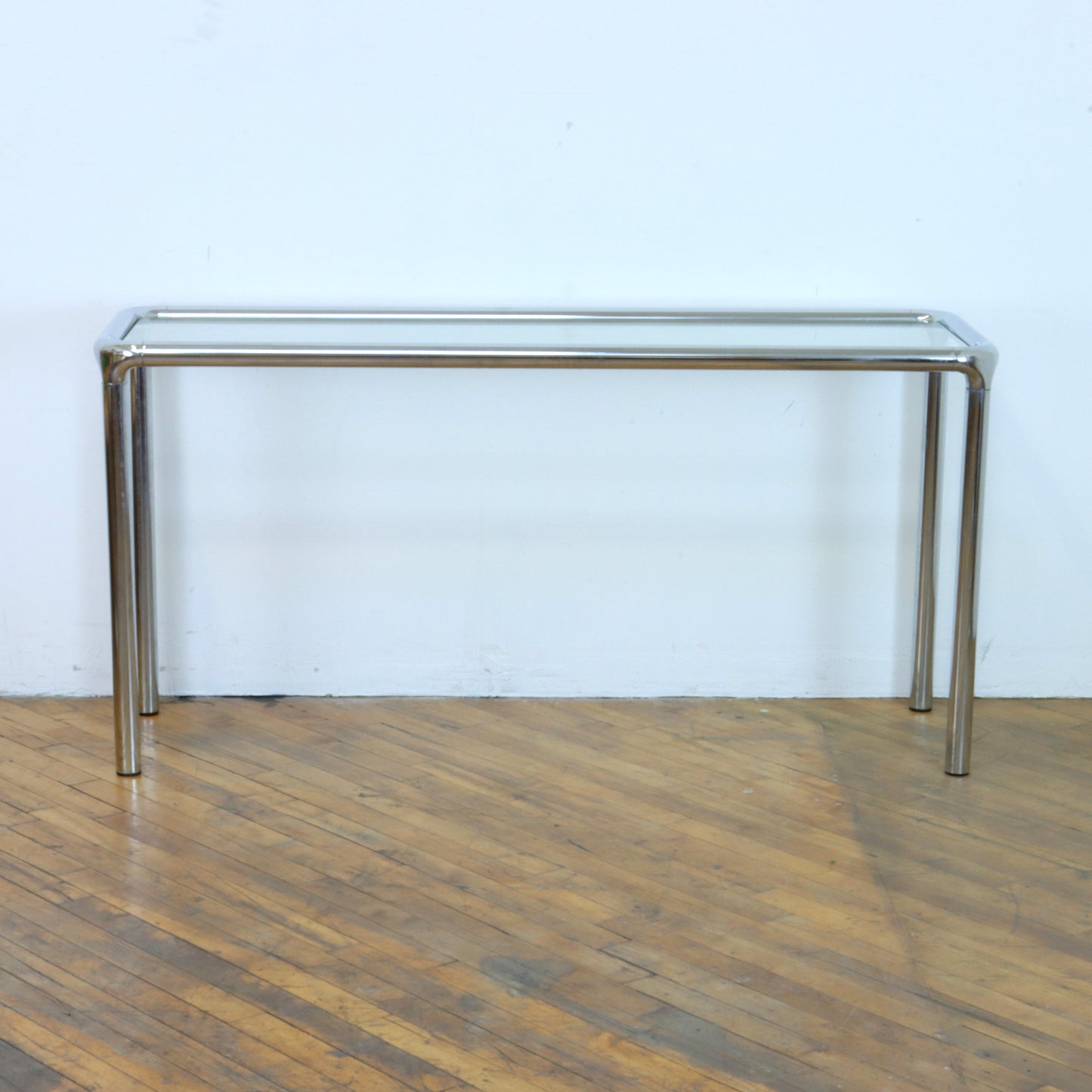 1970s Tubular Chrome Console Table