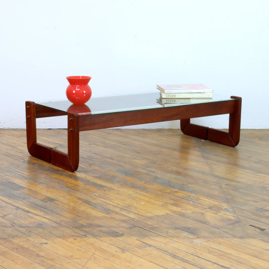 1970s Percival Lafer Rosewood and Glass Coffee Table