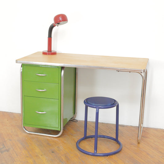 1940s Tubular Steel Machine Age Desk