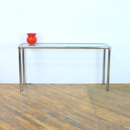 1970s Tubular Chrome Console Table