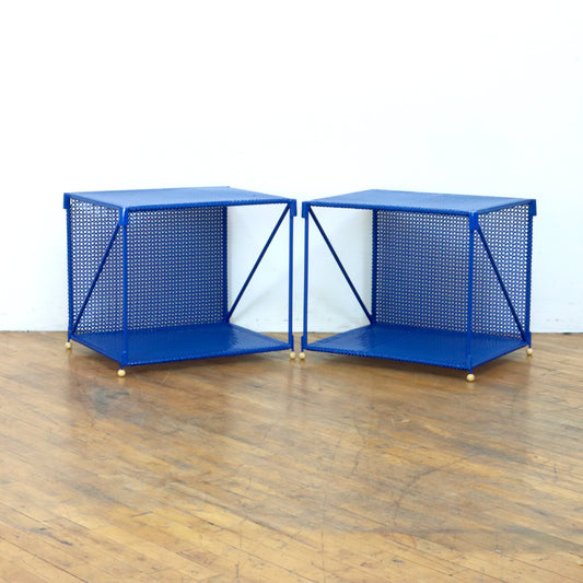 Blue Wire Shelves or Side Tables