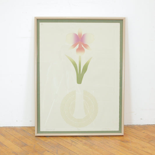 1980s Embossed Flower Print