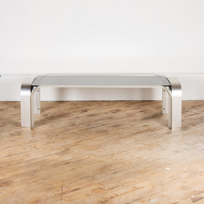 1970s Aluminum and Smoked Glass Coffee Table