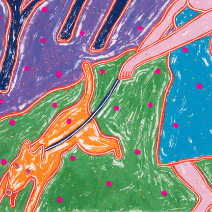 1984 Dan May Screen Print "Running the Dog"