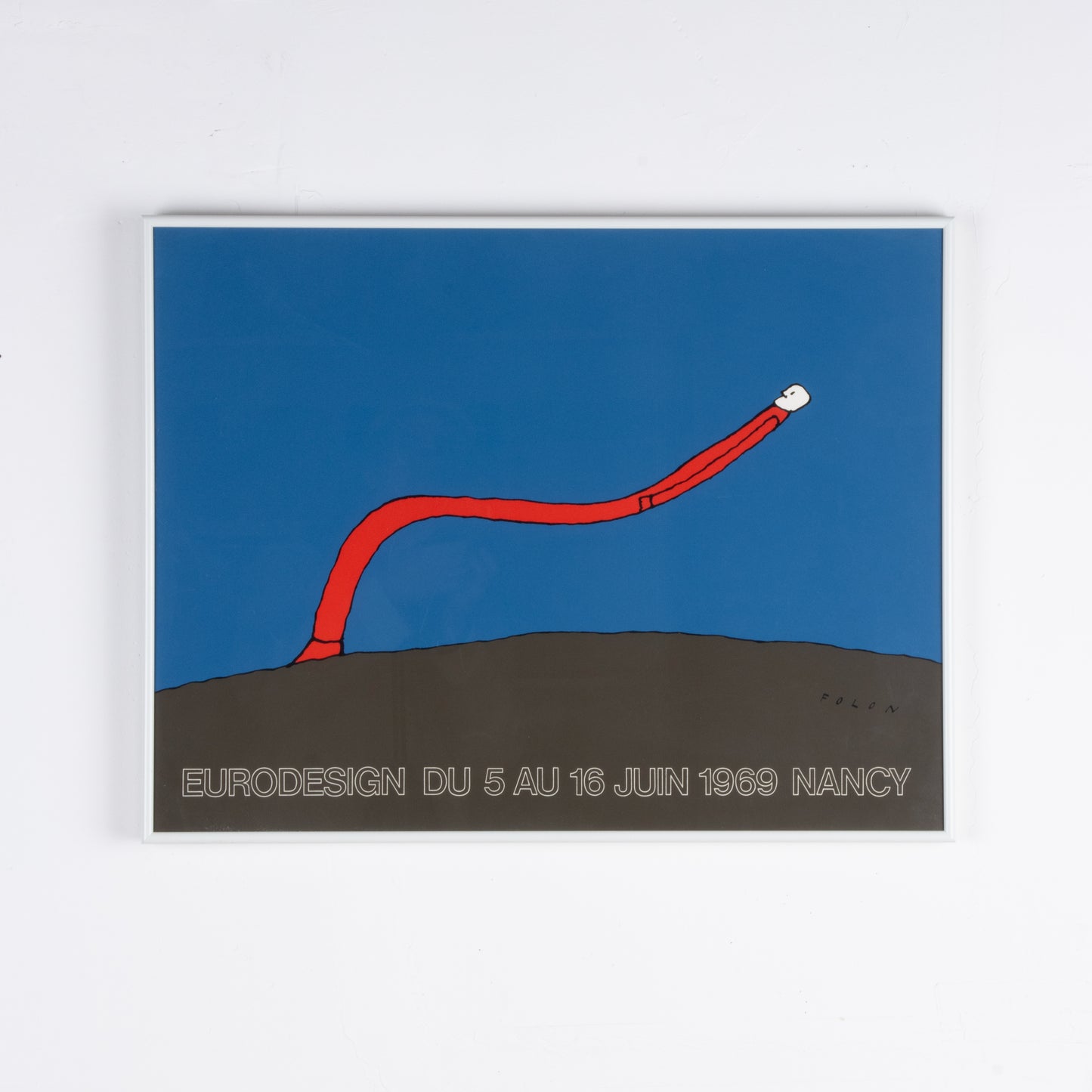 Original 1969 Folon Eurodesign Poster, Framed