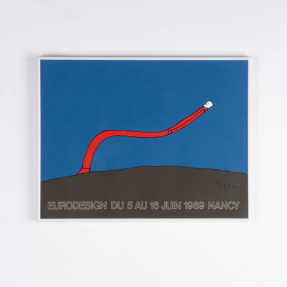 Original 1969 Folon Eurodesign Poster, Framed