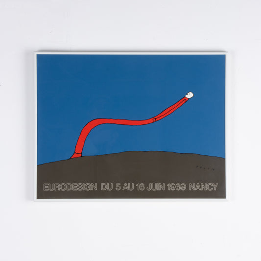 Original 1969 Folon Eurodesign Poster, Framed