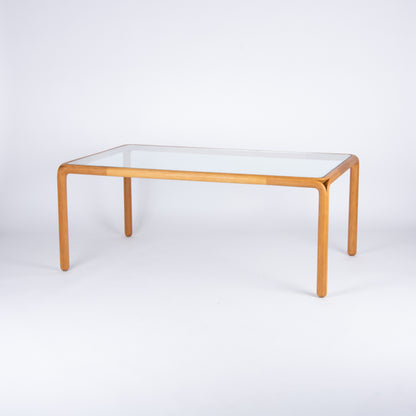LargeVintage Oak and Glass Dining Table