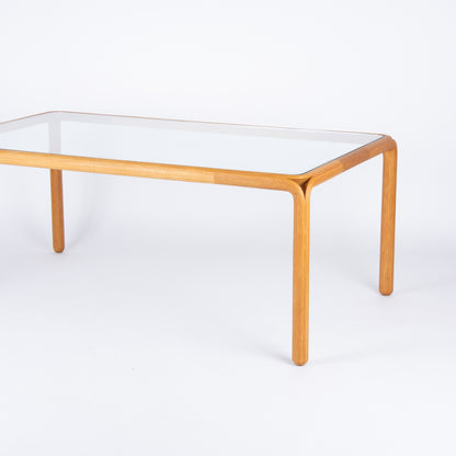 LargeVintage Oak and Glass Dining Table