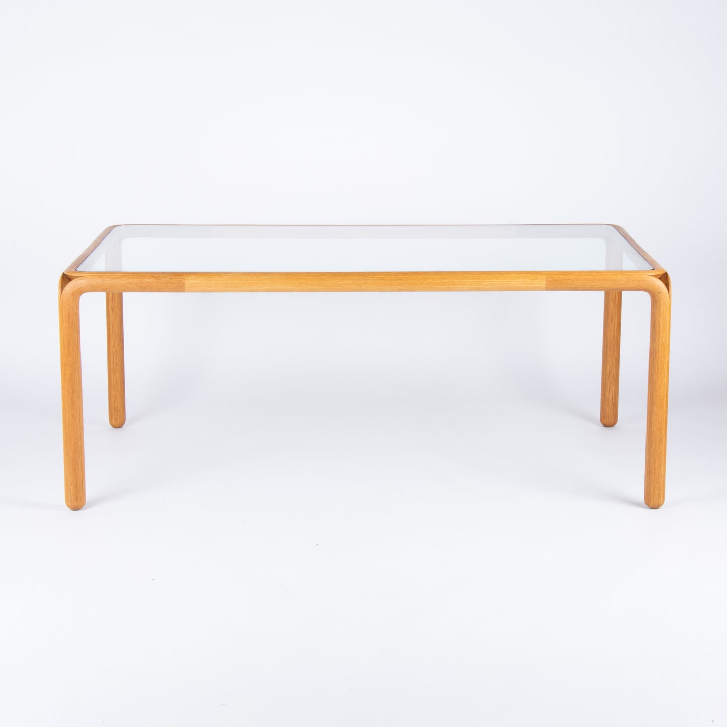 LargeVintage Oak and Glass Dining Table