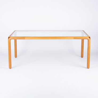 LargeVintage Oak and Glass Dining Table