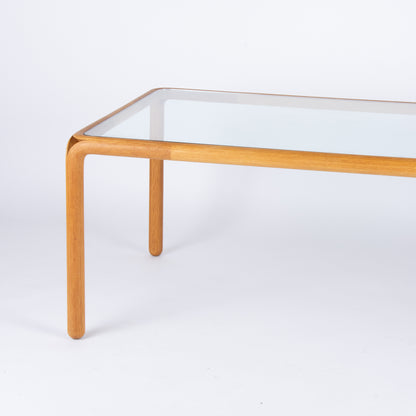 LargeVintage Oak and Glass Dining Table