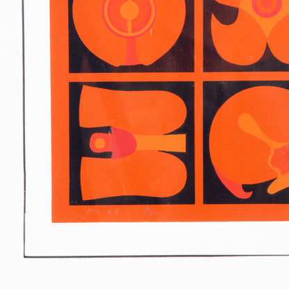 Large Takeshi Kawashima No. 68 Original Screen Print, Framed
