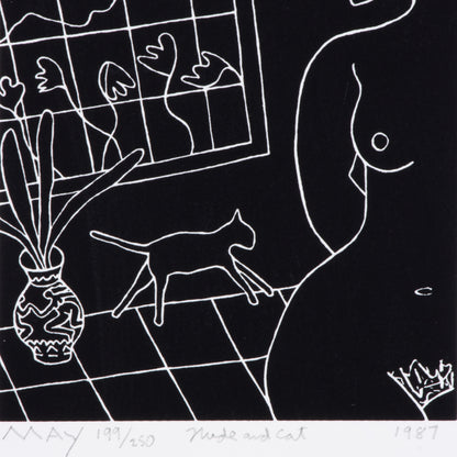 1987 "Nude and Cat" by Dan May