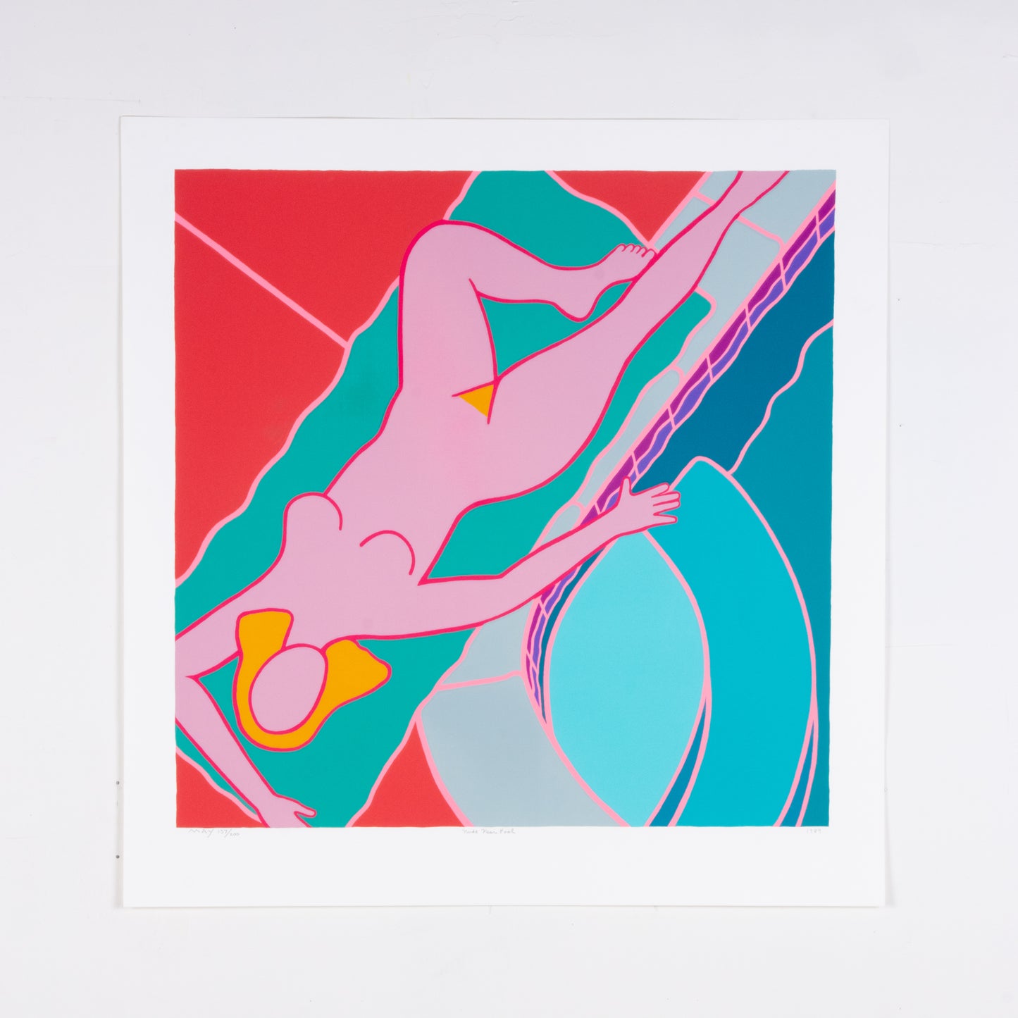 Large 1989 "Nude by Pool" Screen Print by Dan May