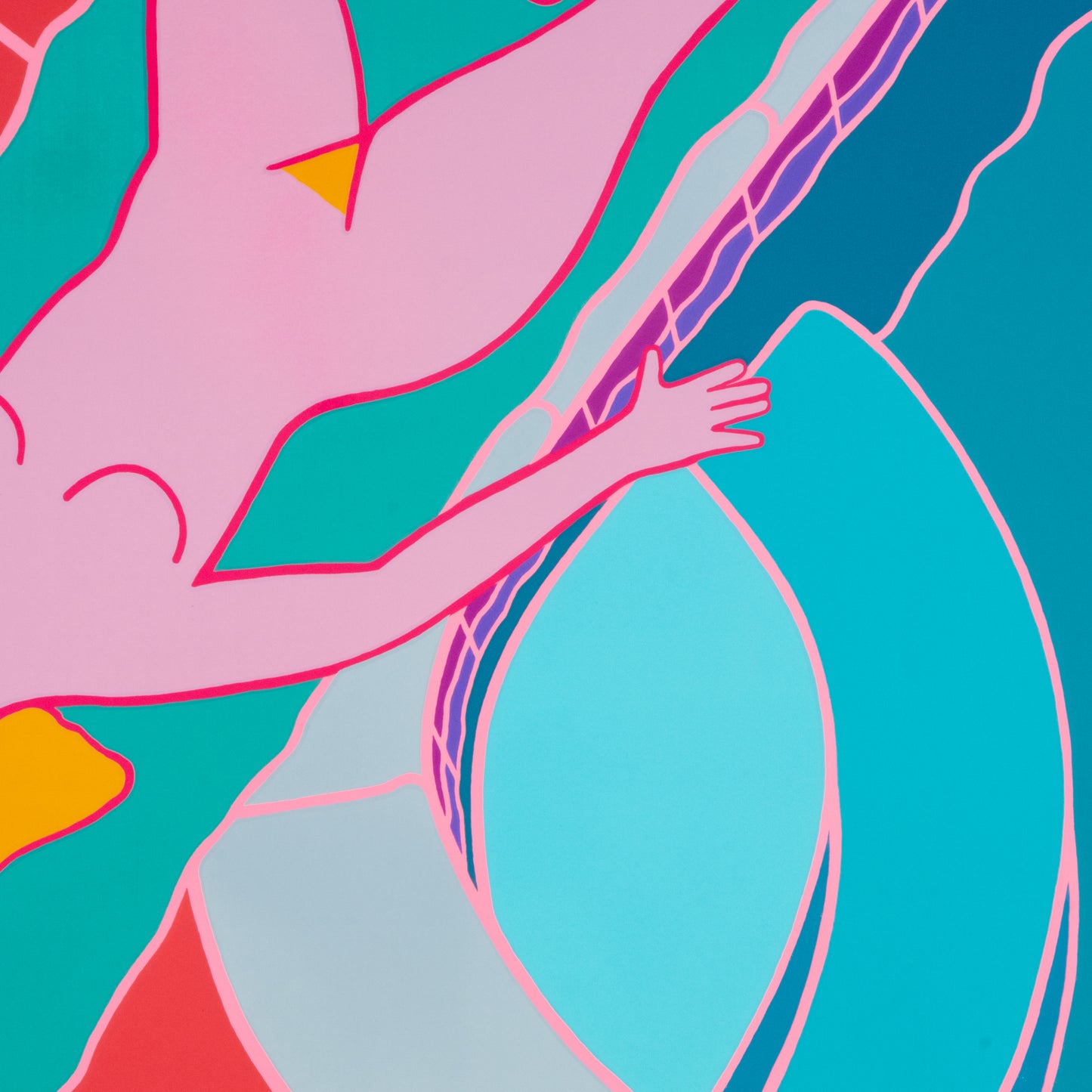 Large 1989 "Nude by Pool" Screen Print by Dan May
