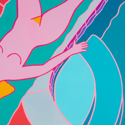Large 1989 "Nude by Pool" Screen Print by Dan May