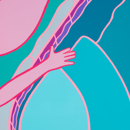 Large 1989 "Nude by Pool" Screen Print by Dan May