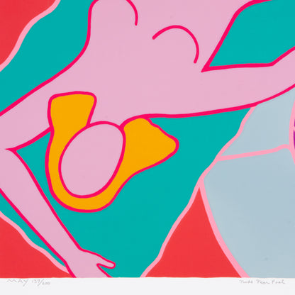 Large 1989 "Nude by Pool" Screen Print by Dan May