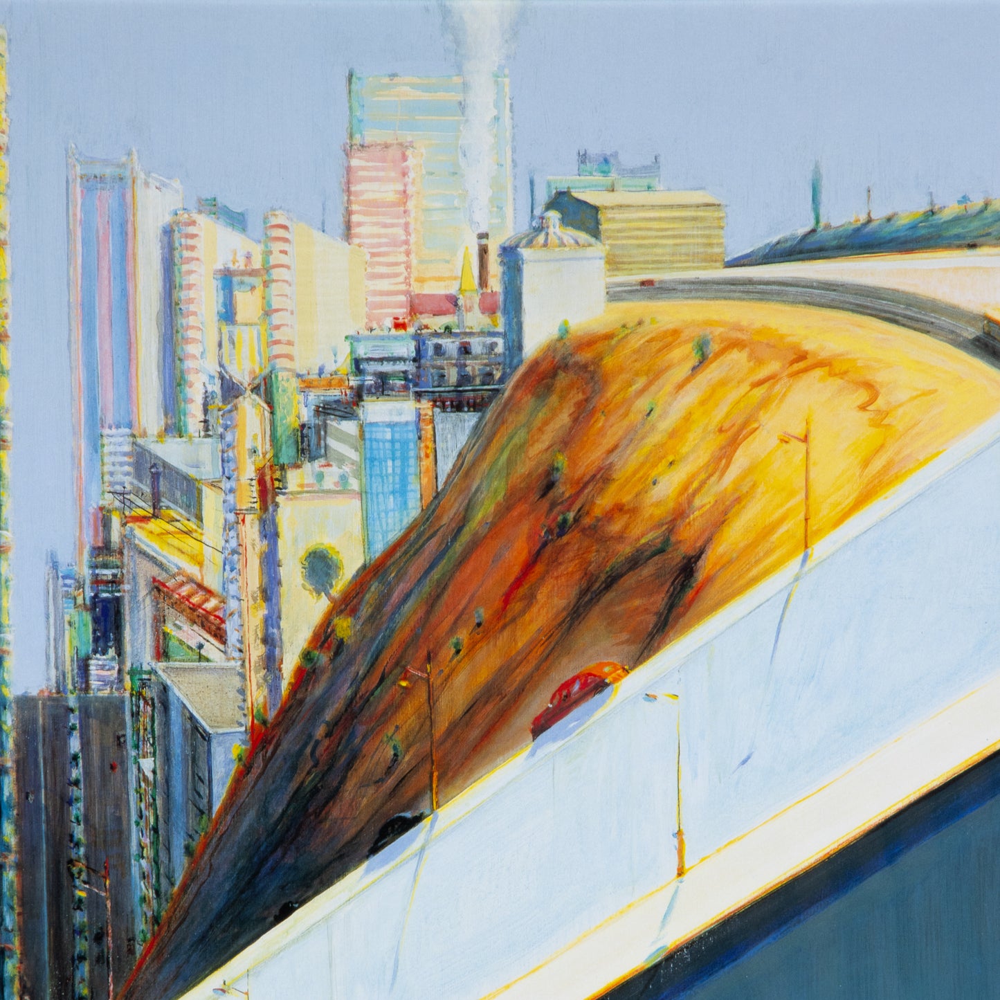 Vintage Wayne Theibaud Poster "Diagonal Freeway," Framed