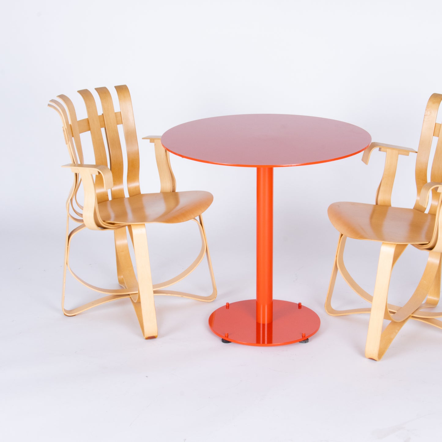 Custom Red Steel Dining Table by Landscape Forms