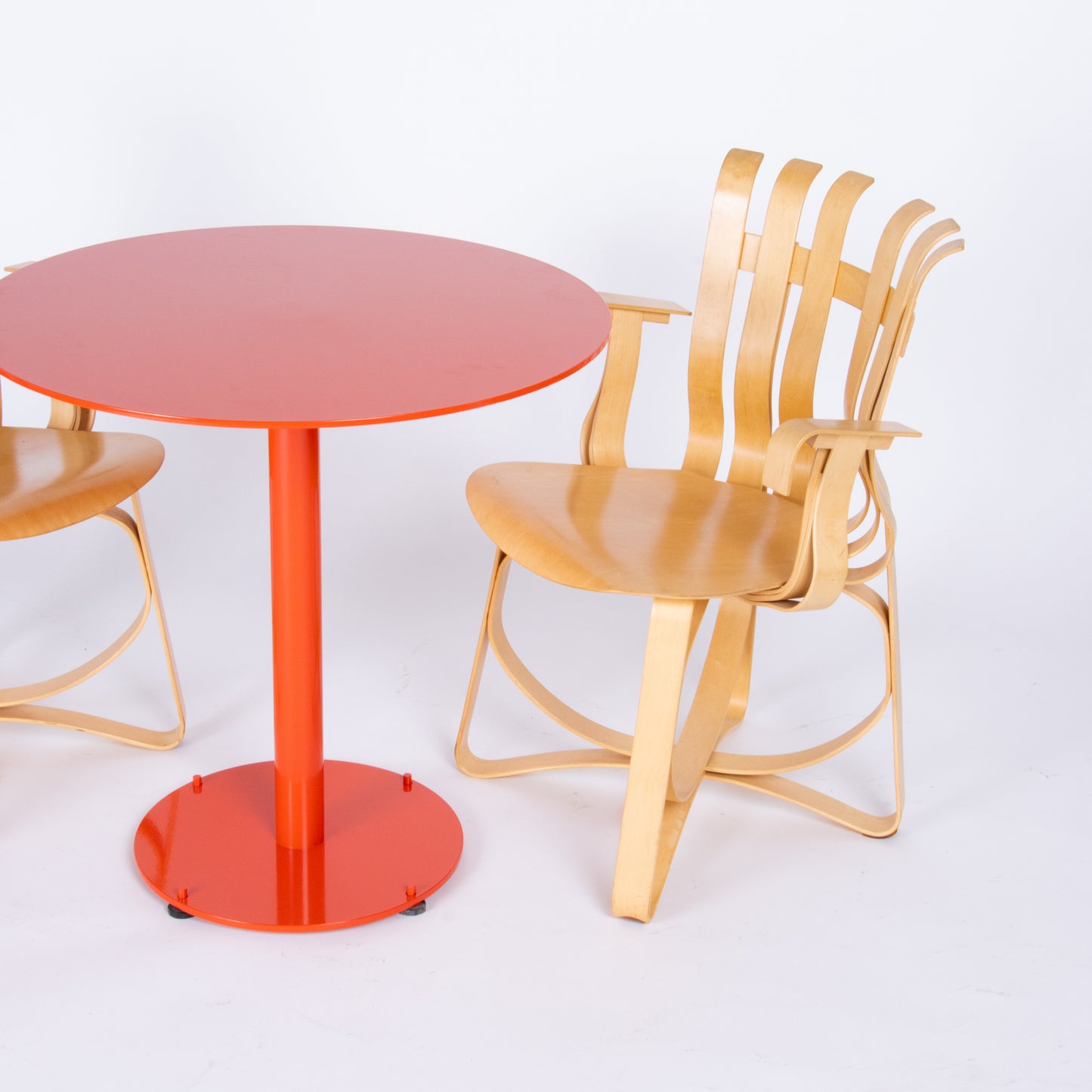 Custom Red Steel Dining Table by Landscape Forms