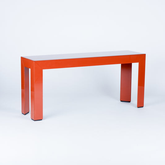 Vintage Burnt Orange Glass Console Table