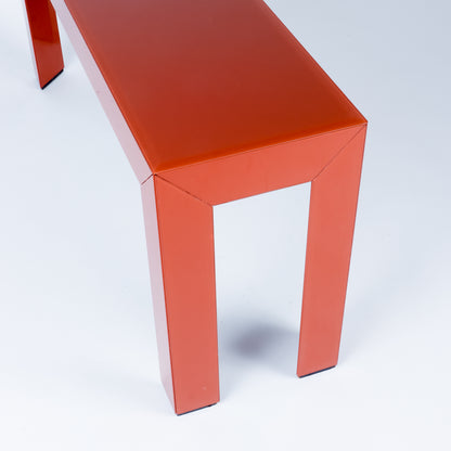 Vintage Burnt Orange Glass Console Table