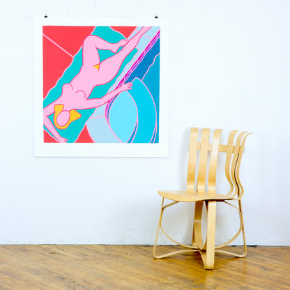 Large 1989 "Nude by Pool" Screen Print by Dan May