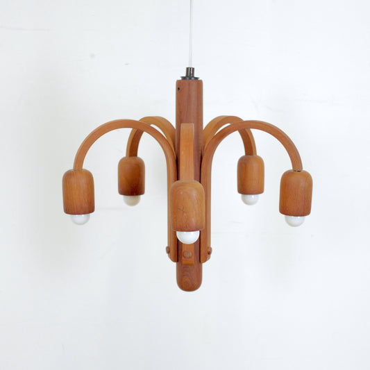 1970s Domus Teak Chandelier