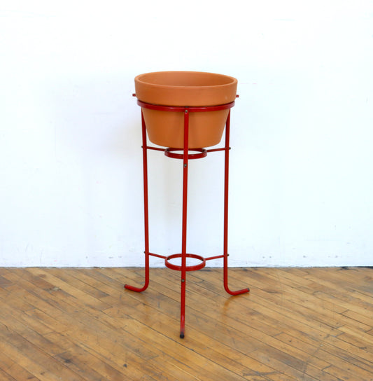 Red Tubular Vintage Plant Stand