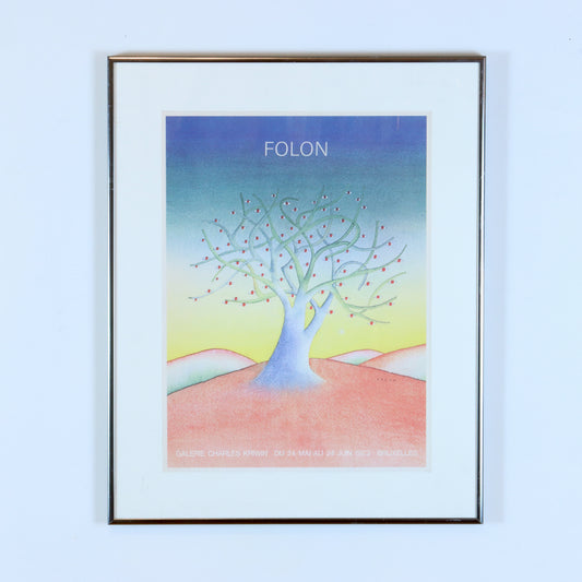 Vintage Jean-Michel Folon Poster, Framed