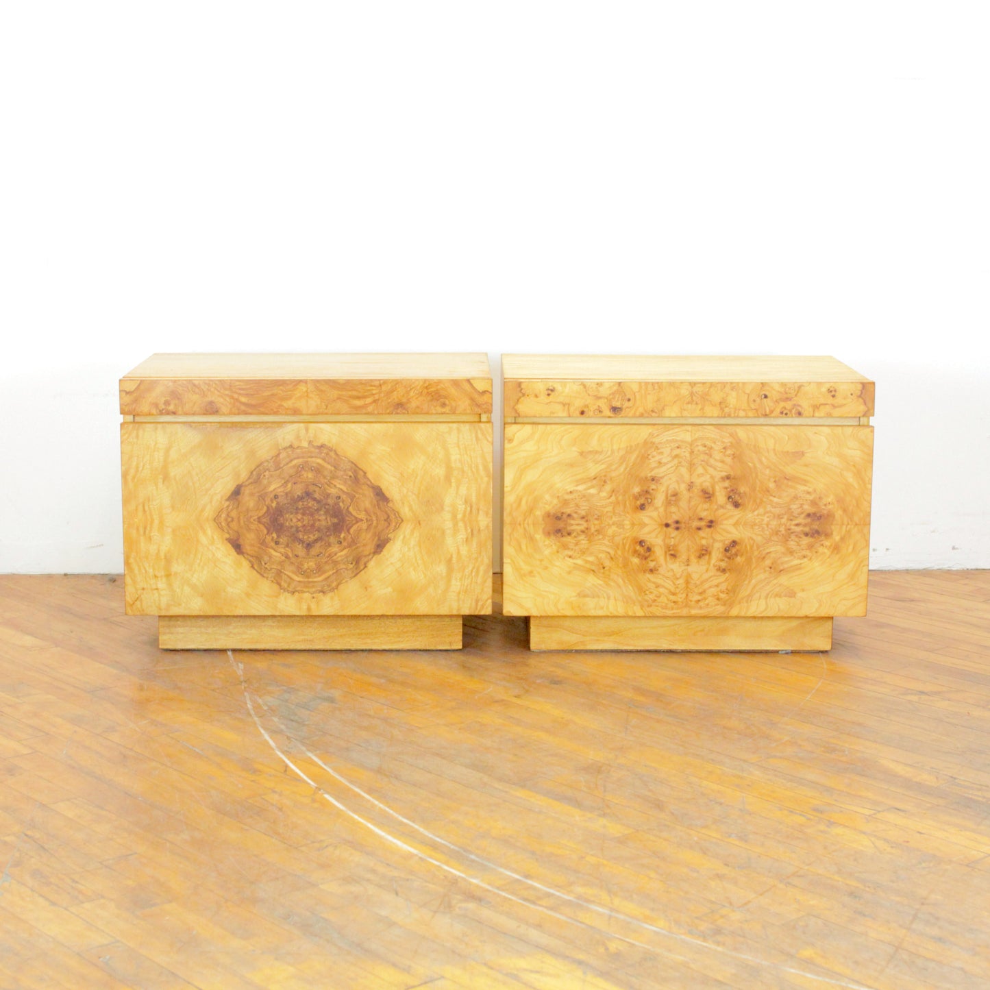 Pair of 1970s Lane Burl Nightstands