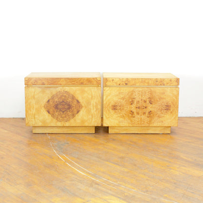 Pair of 1970s Lane Burl Nightstands