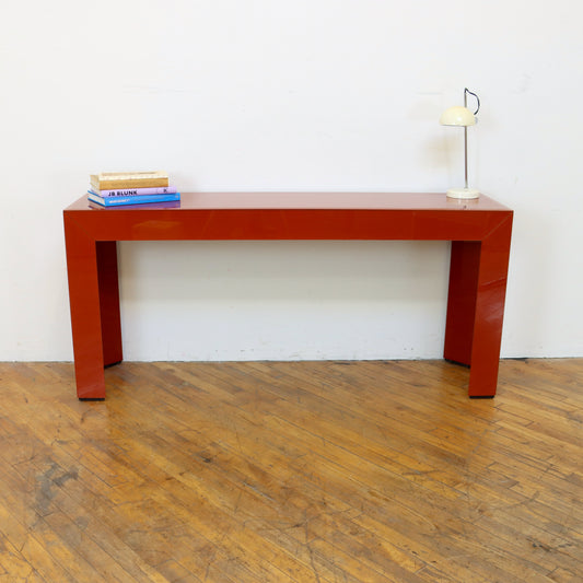 Vintage Orange Glass Console Table