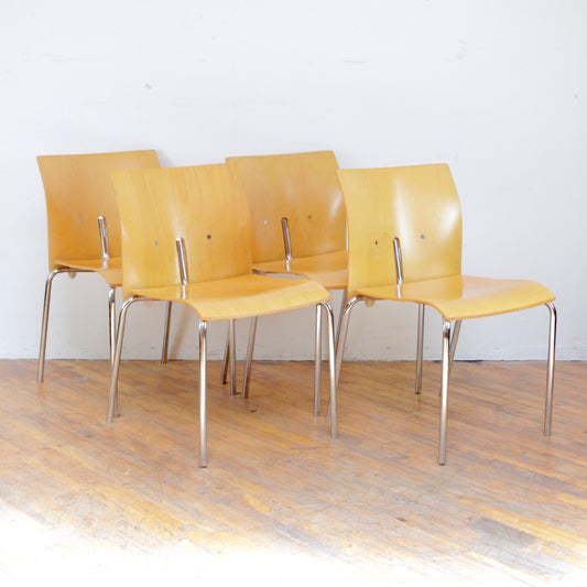Set of 4 Postmodern Molded Ply Dining Chairs