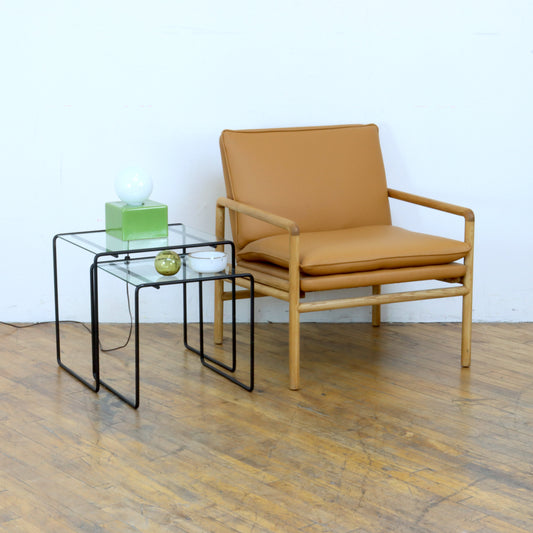 Pair of 1980s Wire Frame Nesting Tables After Max Sauze