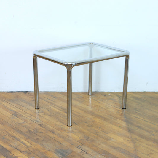 1970s Chrome and Glass Side Table